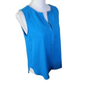 Dana Buchman Sleeveless Blouse Blue Lightweight Petite Womens Medium PM